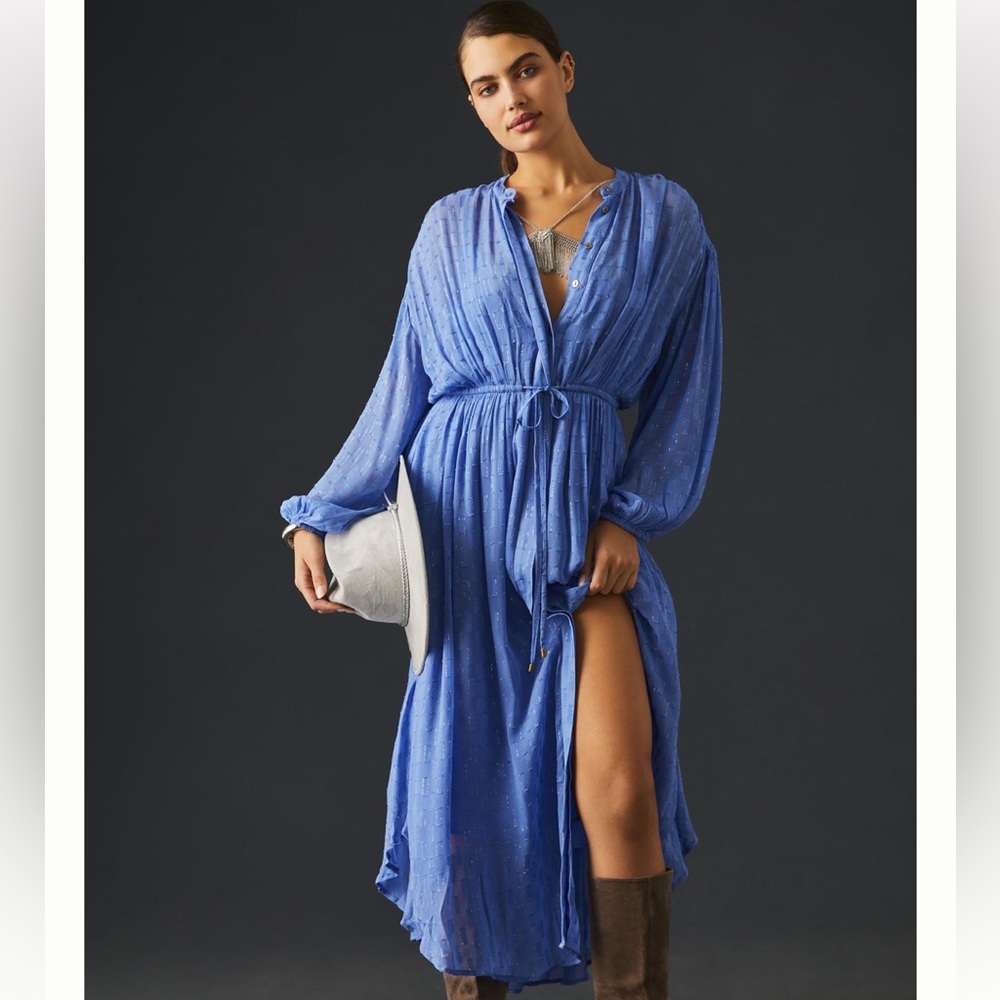 NWT By Anthropologie Allene Shimmer Maxi Dress size medium petite